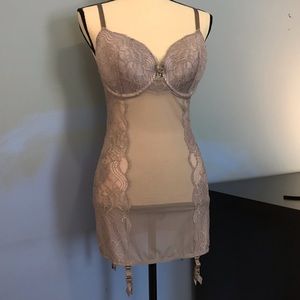 VS Grey Lace Slip w/garter straps